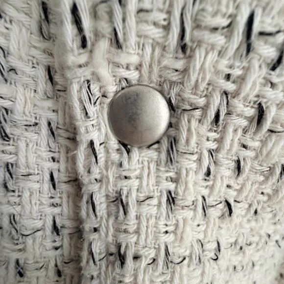 Zara Textured Cream Tweed Long Sleeve Overshirt/Jacket “Shacket” Size M - Picture 10 of 16
